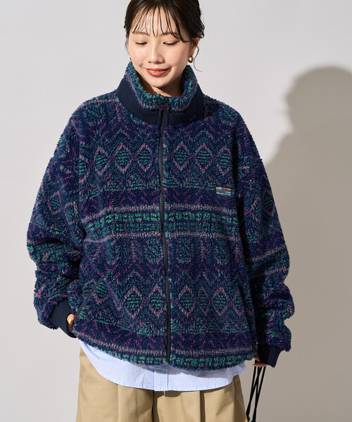 FREAK'S STORE(フリークスストア)の「限定展開 FREAK'S STORE OUTDOORS ジャガード ボア ジップ ブルゾン(その他アウター・レディース・ブラウン/ダークネイビー/ブルー/ネイビー/ナチュラル・フリ-)」の16枚目の写真