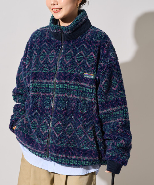 FREAK'S STORE(フリークスストア)の「限定展開 FREAK'S STORE OUTDOORS ジャガード ボア ジップ ブルゾン(その他アウター・レディース・ブラウン/ダークネイビー/ブルー/ネイビー/ナチュラル・フリ-)」の17枚目の写真