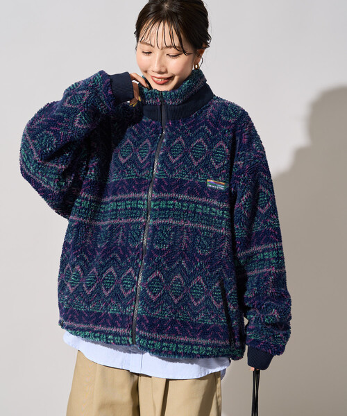 FREAK'S STORE(フリークスストア)の「限定展開 FREAK'S STORE OUTDOORS ジャガード ボア ジップ ブルゾン(その他アウター・レディース・ブラウン/ダークネイビー/ブルー/ネイビー/ナチュラル・フリ-)」の18枚目の写真