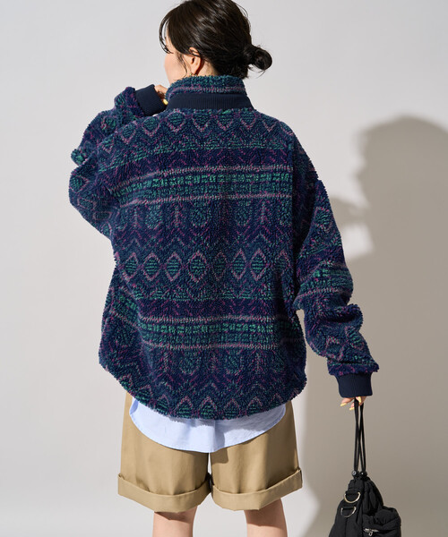 FREAK'S STORE(フリークスストア)の「限定展開 FREAK'S STORE OUTDOORS ジャガード ボア ジップ ブルゾン(その他アウター・レディース・ブラウン/ダークネイビー/ブルー/ネイビー/ナチュラル・フリ-)」の19枚目の写真