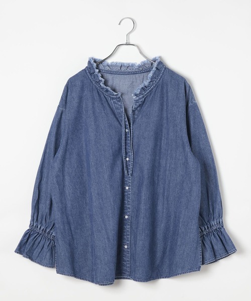 LEPSIM(レプシィム)の「《WEB・一部店舗限定》デニム前開きブラウス 1052159(シャツ/ブラウス・レディース・ブルー/ブラック・FREE)」の2枚目の写真