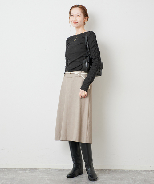 SLOBE IENA(スローブイエナ)の「《シリーズあり/》ウール混ジャージーギャザートップス(Tシャツ/カットソー・レディース・ピンク/グレー/チャコールグレー・FREE)」の5枚目の写真