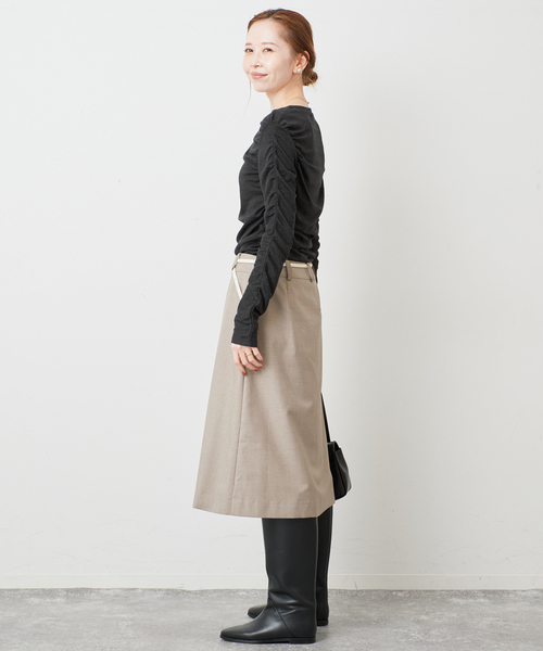 SLOBE IENA(スローブイエナ)の「《シリーズあり/》ウール混ジャージーギャザートップス(Tシャツ/カットソー・レディース・ピンク/グレー/チャコールグレー・FREE)」の6枚目の写真