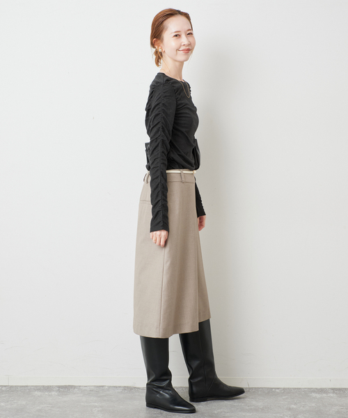 SLOBE IENA(スローブイエナ)の「《シリーズあり/》ウール混ジャージーギャザートップス(Tシャツ/カットソー・レディース・ピンク/グレー/チャコールグレー・FREE)」の7枚目の写真