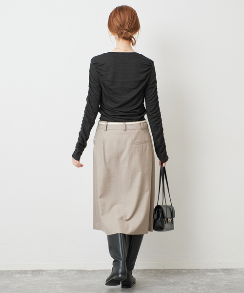 SLOBE IENA(スローブイエナ)の「《シリーズあり/》ウール混ジャージーギャザートップス(Tシャツ/カットソー・レディース・ピンク/グレー/チャコールグレー・FREE)」の8枚目の写真