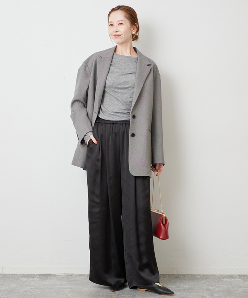 SLOBE IENA(スローブイエナ)の「《シリーズあり/》ウール混ジャージーギャザートップス(Tシャツ/カットソー・レディース・ピンク/グレー/チャコールグレー・FREE)」の13枚目の写真
