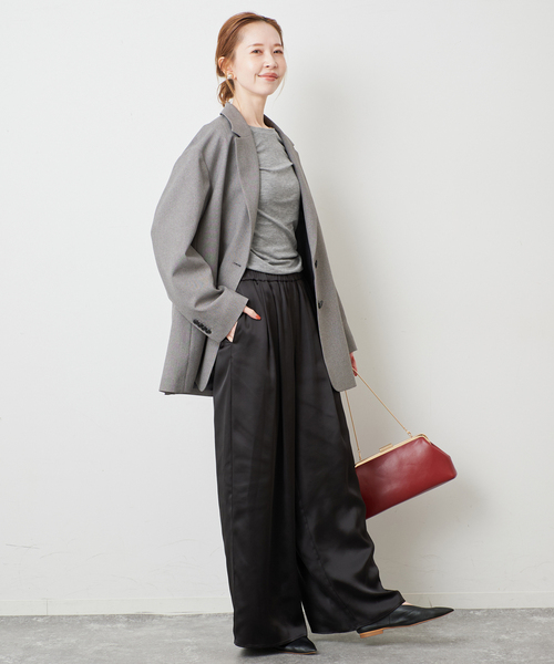 SLOBE IENA(スローブイエナ)の「《シリーズあり/》ウール混ジャージーギャザートップス(Tシャツ/カットソー・レディース・ピンク/グレー/チャコールグレー・FREE)」の14枚目の写真
