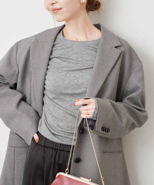 SLOBE IENA(スローブイエナ)の「《シリーズあり/》ウール混ジャージーギャザートップス(Tシャツ/カットソー・レディース・ピンク/グレー/チャコールグレー・FREE)」の15枚目の写真