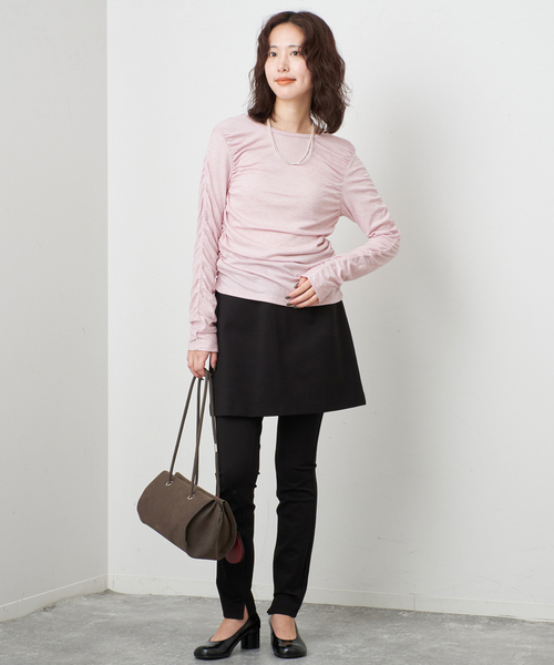 SLOBE IENA(スローブイエナ)の「《シリーズあり/》ウール混ジャージーギャザートップス(Tシャツ/カットソー・レディース・ピンク/グレー/チャコールグレー・FREE)」の16枚目の写真