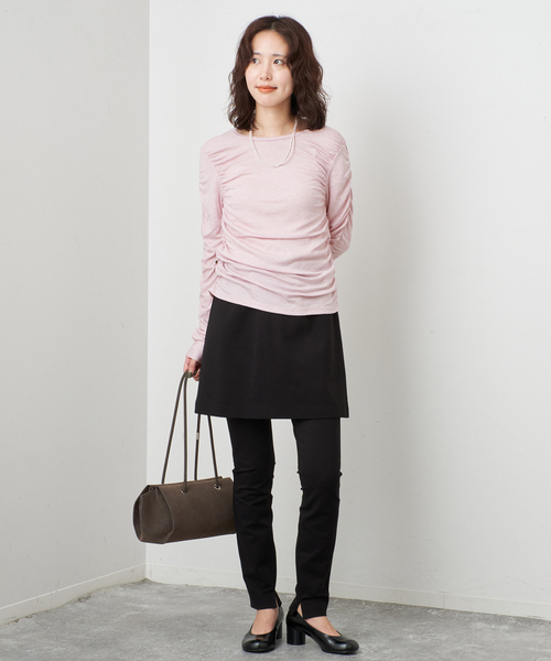 SLOBE IENA(スローブイエナ)の「《シリーズあり/》ウール混ジャージーギャザートップス(Tシャツ/カットソー・レディース・ピンク/グレー/チャコールグレー・FREE)」の17枚目の写真