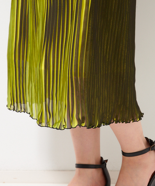 AMERICAN RAG CIE（アメリカンラグシー）の「AMERICAN RAG CIE シフォンバイカラープリーツスカート/210-AYH-ARC-01SK（スカート・レディース・イエロー系その他/ブラック系その他/ピンク系その他・FREE）」の9枚目の写真