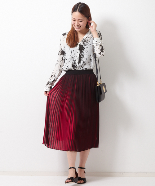 AMERICAN RAG CIE（アメリカンラグシー）の「AMERICAN RAG CIE シフォンバイカラープリーツスカート/210-AYH-ARC-01SK（スカート・レディース・イエロー系その他/ブラック系その他/ピンク系その他・FREE）」の13枚目の写真