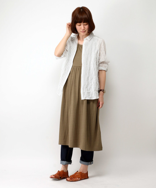 LBC(エルビーシー)の「om コットンレーヨンカットワンピース(ワンピース・レディース・ネイビー/ライトグレー/オリーブ・MEDIUM/LARGE)」の9枚目の写真