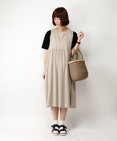 LBC(エルビーシー)の「om コットンレーヨンカットワンピース(ワンピース・レディース・ネイビー/ライトグレー/オリーブ・MEDIUM/LARGE)」の11枚目の写真