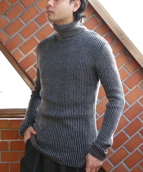 ８(eight)（エイト）の「リブ編みタートルネックセーター（ニット/セーター・メンズ・ホワイト/ワイン/カーキ/グレー/チャコールグレー/ブラック/ブルー・LARGE/MEDIUM/X-LARGE）」の10枚目の写真