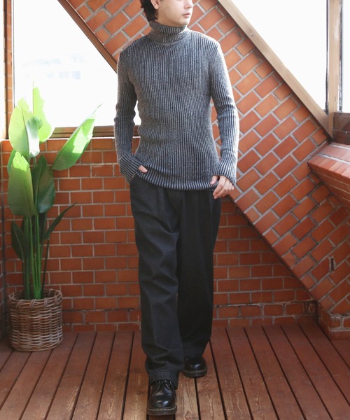 ８(eight)（エイト）の「リブ編みタートルネックセーター（ニット/セーター・メンズ・ホワイト/ワイン/カーキ/グレー/チャコールグレー/ブラック/ブルー・LARGE/MEDIUM/X-LARGE）」の11枚目の写真