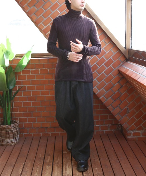 ８(eight)（エイト）の「リブ編みタートルネックセーター（ニット/セーター・メンズ・ホワイト/ワイン/カーキ/グレー/チャコールグレー/ブラック/ブルー・LARGE/MEDIUM/X-LARGE）」の21枚目の写真