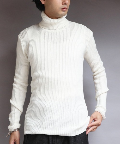 ８(eight)（エイト）の「リブ編みタートルネックセーター（ニット/セーター・メンズ・ホワイト/ワイン/カーキ/グレー/チャコールグレー/ブラック/ブルー・LARGE/MEDIUM/X-LARGE）」の8枚目の写真