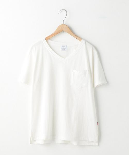 coen（コーエン）の「USAコットンVネックTシャツ（Tシャツ/カットソー・レディース・ホワイト/ブラック/ベージュ/オレンジ系その他/オリーブ/ネイビー・LARGE/MEDIUM）」の2枚目の写真
