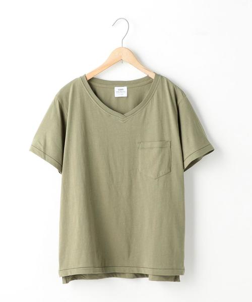 coen（コーエン）の「USAコットンVネックTシャツ（Tシャツ/カットソー・レディース・ホワイト/ブラック/ベージュ/オレンジ系その他/オリーブ/ネイビー・LARGE/MEDIUM）」の4枚目の写真