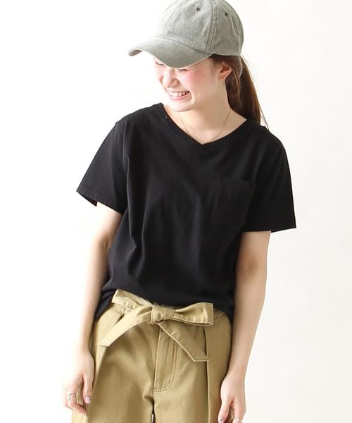 coen(コーエン)の「USAコットンVネックTシャツ(Tシャツ/カットソー・レディース・オレンジ系その他/ホワイト/ブラック/オリーブ/ベージュ/ネイビー・MEDIUM/LARGE)」の22枚目の写真