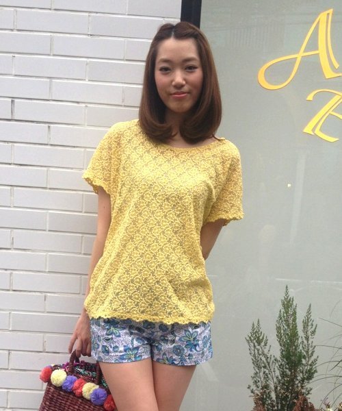 Another Edition(アナザーエディション)の「AE チュールLACE BIG T(Tシャツ/カットソー・レディース・ナチュラル/イエロー/コバルトブルー/ベージュ/ライム・フリー)」の1枚目の写真