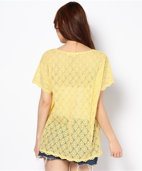 Another Edition(アナザーエディション)の「AE チュールLACE BIG T(Tシャツ/カットソー・レディース・ナチュラル/イエロー/コバルトブルー/ベージュ/ライム・フリー)」の9枚目の写真