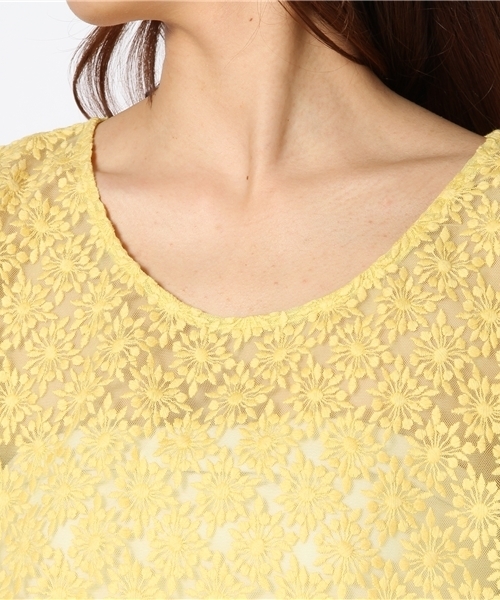 Another Edition(アナザーエディション)の「AE チュールLACE BIG T(Tシャツ/カットソー・レディース・ナチュラル/イエロー/コバルトブルー/ベージュ/ライム・フリー)」の10枚目の写真