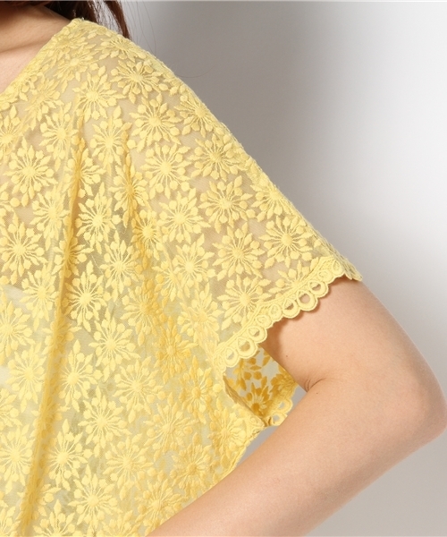 Another Edition(アナザーエディション)の「AE チュールLACE BIG T(Tシャツ/カットソー・レディース・ナチュラル/イエロー/コバルトブルー/ベージュ/ライム・フリー)」の11枚目の写真