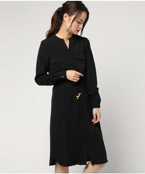GeeRA(ジーラ)の「羽織れるモッズコート風ワンピース(シャツワンピース)」|ブラック