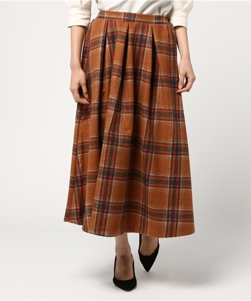 MERLOT（メルロー）の「チェック柄タックフレアスカート1096（スカート・レディース・グレー/ネイビー/カーキ/オレンジ・FREE）」の13枚目の写真