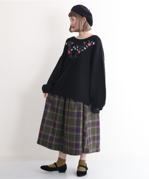 MERLOT（メルロー）の「チェック柄タックフレアスカート1096（スカート・レディース・グレー/ネイビー/カーキ/オレンジ・FREE）」の19枚目の写真