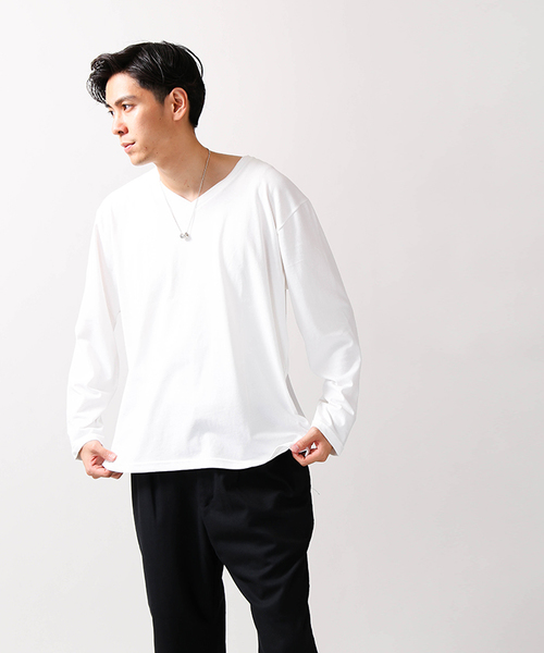 WEGO（ウィゴー）の「WEGO/ThermoStorageVネックカットソー（Tシャツ/カットソー・メンズ・ワイン/ネイビー/ブラック/ホワイト/ベージュ・MEDIUM/LARGE/SMALL）」の19枚目の写真