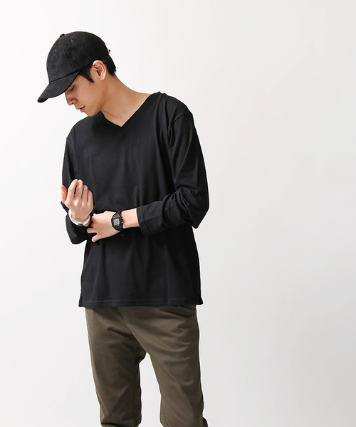 WEGO（ウィゴー）の「WEGO/ThermoStorageVネックカットソー（Tシャツ/カットソー・メンズ・ワイン/ネイビー/ブラック/ホワイト/ベージュ・MEDIUM/LARGE/SMALL）」の12枚目の写真