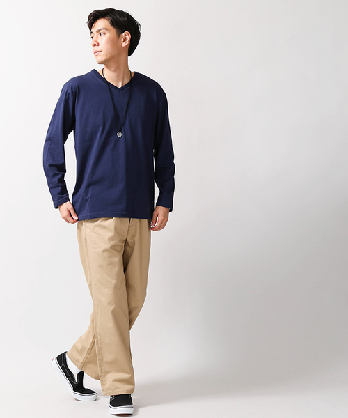 WEGO（ウィゴー）の「WEGO/ThermoStorageVネックカットソー（Tシャツ/カットソー・メンズ・ワイン/ネイビー/ブラック/ホワイト/ベージュ・MEDIUM/LARGE/SMALL）」の6枚目の写真