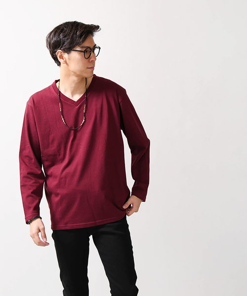 WEGO（ウィゴー）の「WEGO/ThermoStorageVネックカットソー（Tシャツ/カットソー・メンズ・ワイン/ネイビー/ブラック/ホワイト/ベージュ・MEDIUM/LARGE/SMALL）」の13枚目の写真