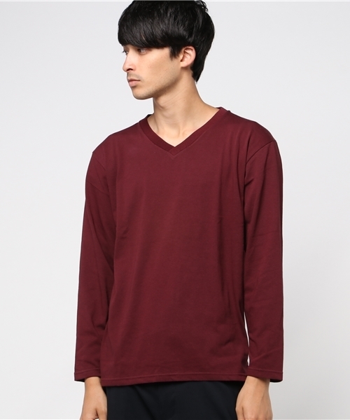 WEGO（ウィゴー）の「WEGO/ThermoStorageVネックカットソー（Tシャツ/カットソー・メンズ・ワイン/ネイビー/ブラック/ホワイト/ベージュ・MEDIUM/LARGE/SMALL）」の8枚目の写真