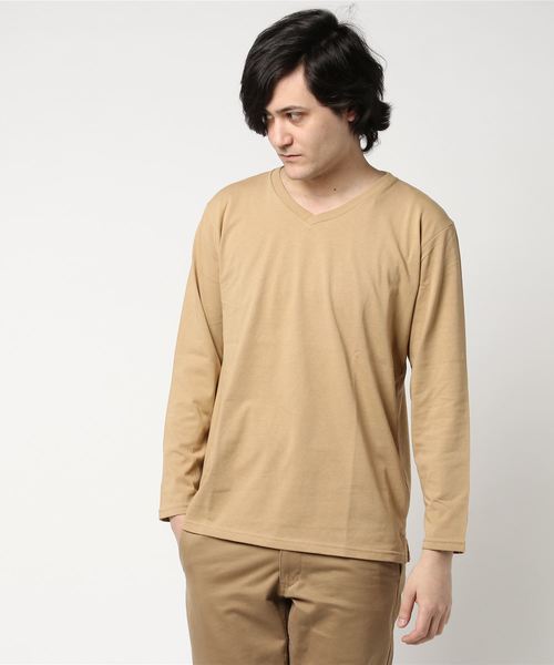 WEGO（ウィゴー）の「WEGO/ThermoStorageVネックカットソー（Tシャツ/カットソー・メンズ・ワイン/ネイビー/ブラック/ホワイト/ベージュ・MEDIUM/LARGE/SMALL）」の4枚目の写真