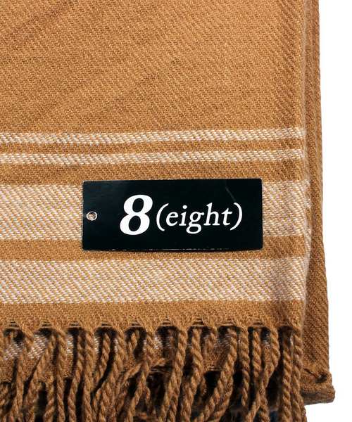 ８(eight)（エイト）の「裾ライン 大判 マフラー ストール（ポンチョ・メンズ・ブラック/ネイビー/ベージュ・FREE）」の8枚目の写真