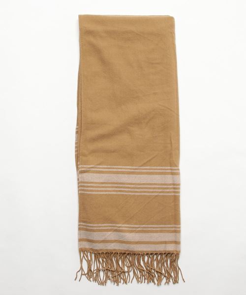 ８(eight)（エイト）の「裾ライン 大判 マフラー ストール（ポンチョ・メンズ・ブラック/ネイビー/ベージュ・FREE）」の11枚目の写真