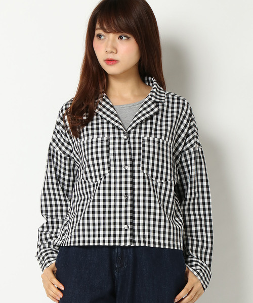 LBC(エルビーシー)の「コットンギンガム開襟シャツ(シャツ/ブラウス・レディース・ブラック/ネイビー・MEDIUM/LARGE)」の10枚目の写真