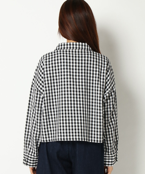 LBC(エルビーシー)の「コットンギンガム開襟シャツ(シャツ/ブラウス・レディース・ブラック/ネイビー・MEDIUM/LARGE)」の12枚目の写真