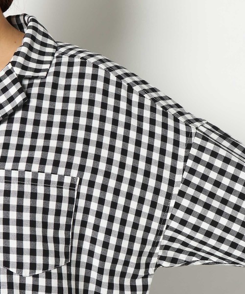 LBC(エルビーシー)の「コットンギンガム開襟シャツ(シャツ/ブラウス・レディース・ブラック/ネイビー・MEDIUM/LARGE)」の13枚目の写真
