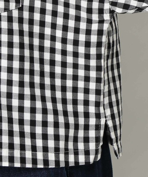 LBC(エルビーシー)の「コットンギンガム開襟シャツ(シャツ/ブラウス・レディース・ブラック/ネイビー・MEDIUM/LARGE)」の5枚目の写真