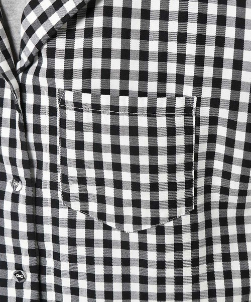 LBC(エルビーシー)の「コットンギンガム開襟シャツ(シャツ/ブラウス・レディース・ブラック/ネイビー・MEDIUM/LARGE)」の9枚目の写真