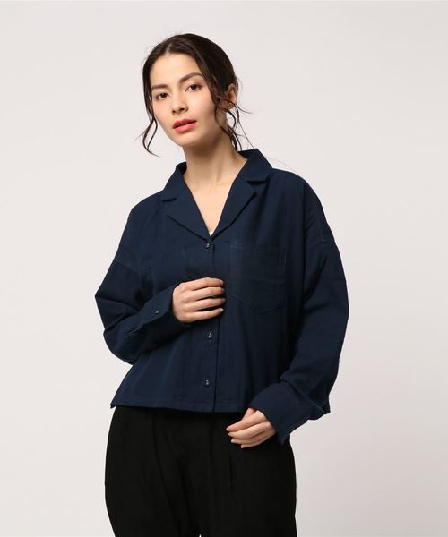 LBC(エルビーシー)の「コットンギンガム開襟シャツ(シャツ/ブラウス・レディース・ブラック/ネイビー・MEDIUM/LARGE)」の18枚目の写真