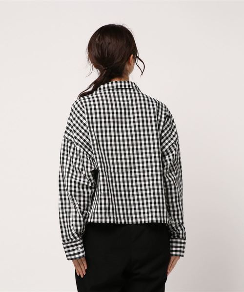 LBC(エルビーシー)の「コットンギンガム開襟シャツ(シャツ/ブラウス・レディース・ブラック/ネイビー・MEDIUM/LARGE)」の15枚目の写真