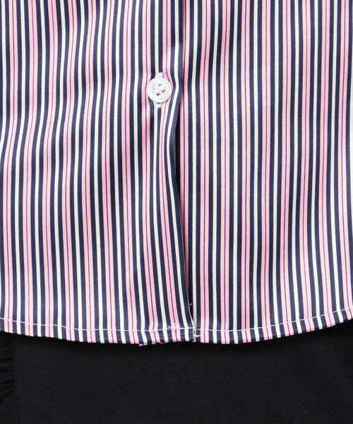 NARACAMICIE（ナラカミーチェ）の「ストレッチサテンストライプスタンドカラー七分袖シャツ（シャツ/ブラウス・レディース・ブルー/ピンク・MEDIUM/LARGE/SMALL）」の17枚目の写真
