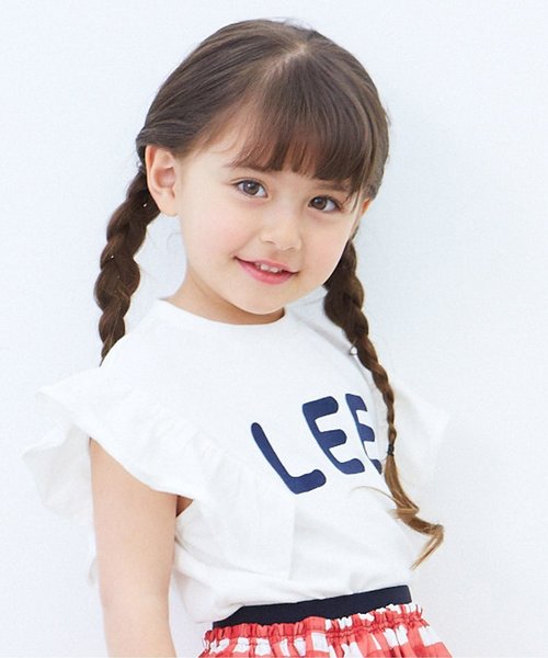 apres les cours（アプレレクール）の「LEE袖フリルTシャツ（Tシャツ/カットソー・キッズ・オフホワイト/レッド/グレー・100/120/90/140/80/110/130）」の2枚目の写真