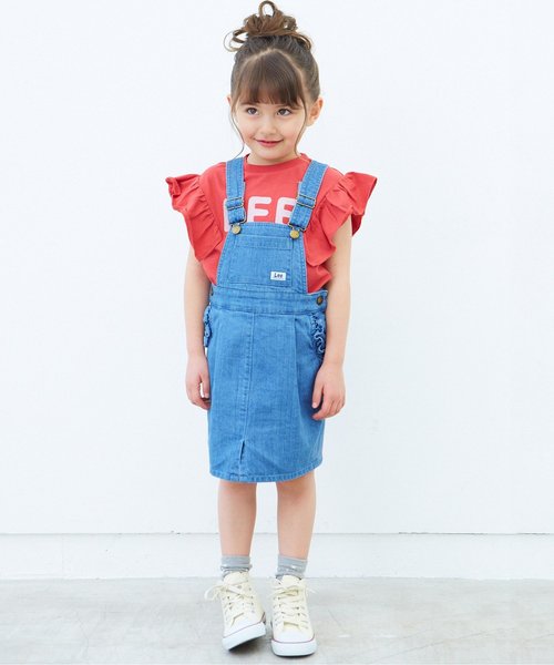 apres les cours（アプレレクール）の「LEE袖フリルTシャツ（Tシャツ/カットソー・キッズ・オフホワイト/レッド/グレー・100/120/90/140/80/110/130）」の6枚目の写真